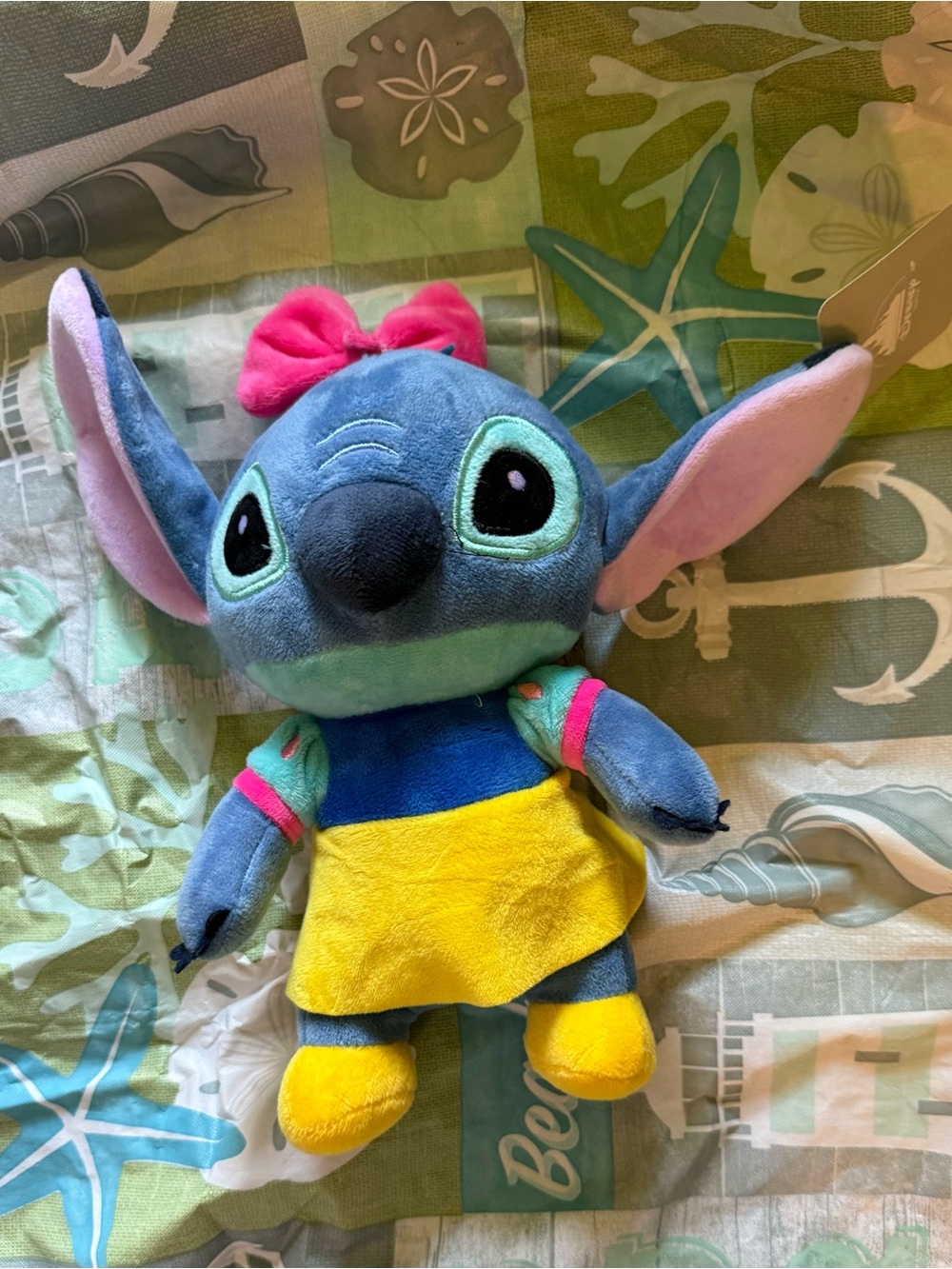 Disney Plush Toy Stitch / Angel Stuffed Toy With Pink Bow New Snow White